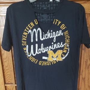 Women's NWT Michigan Wolverines Short Sleeve Blue Pressbox Saylor T-Shirt Sz.SM